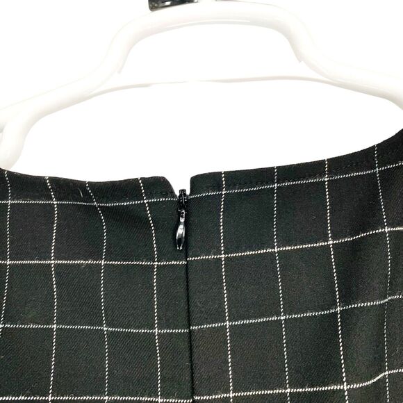 Loft Dress Womens Size 8 Check Plaid Ruffle Cap Sleeve Preppy Career Black White - Picture 3 of 9
